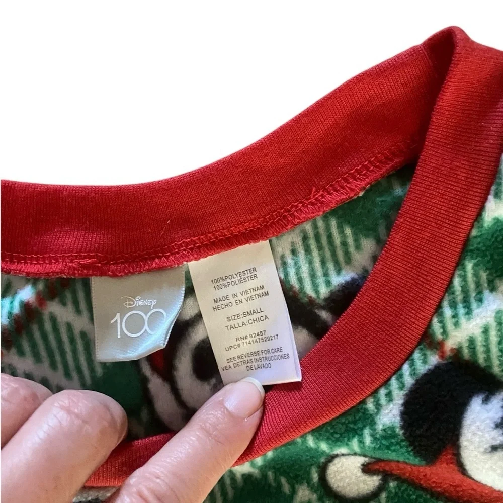 Disney Christmas Mickey & Minnie Mouse Fleece Pajama Set Green Red Plaid Comfy - Picture 7 of 9